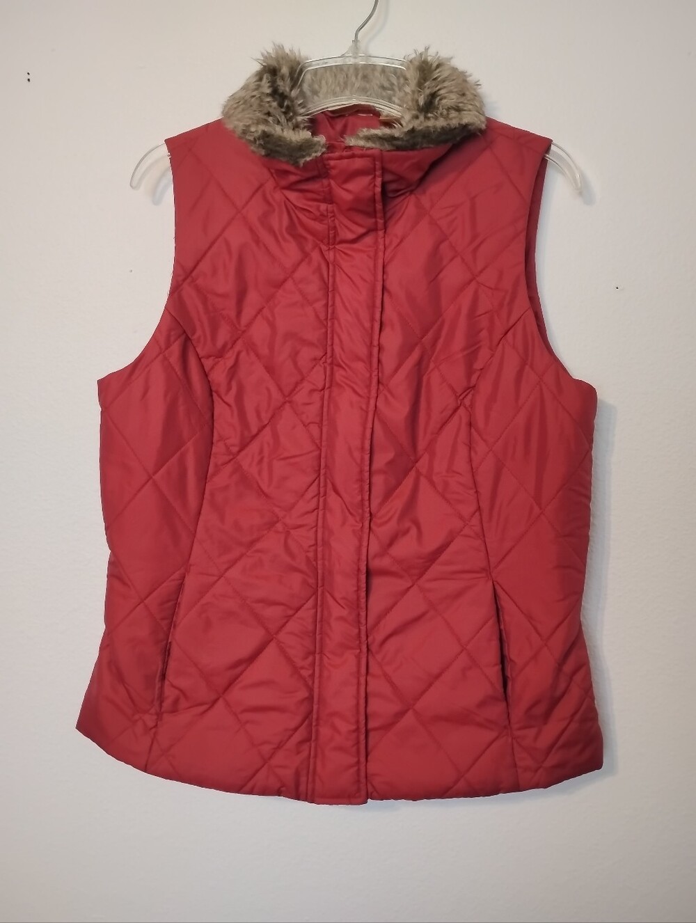 NorthCrest Classic Red Vest Faux Fur
